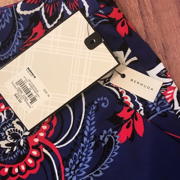 NWT Dana Buchanan Paisley Bermuda Shorts Size 16 - Picture 4 of 9